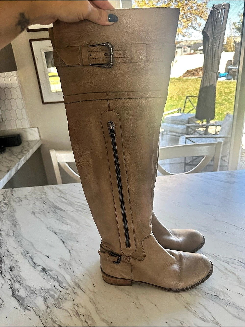 Steven by Steve Madden Over-the-Knee Leather Boots in Brown US 8.5